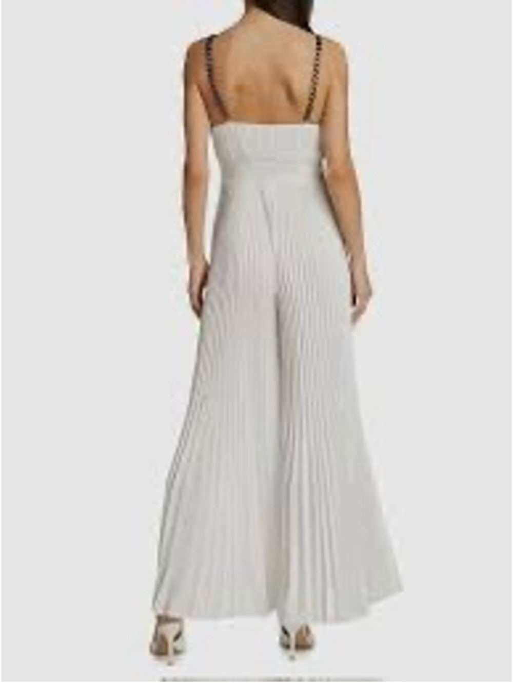 Women's Alice + Olivia Pleated Cutout Jumpsuit in Off White, Size 2 - Picture 3 of 11